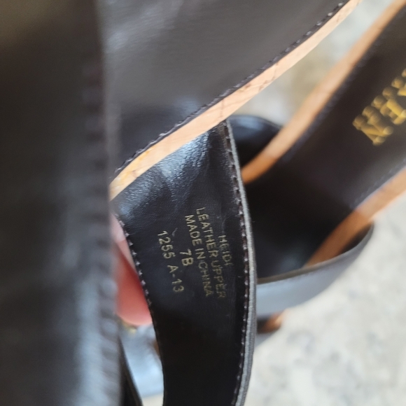 Women's Ralph Lauren Heidi Cork Platform Brown Leather Sandals Size 7B - Picture 7 of 8